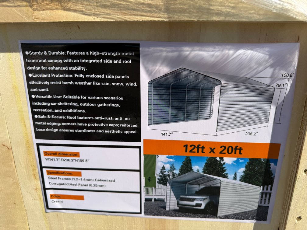 SD Lanch 12' x 20' Carport