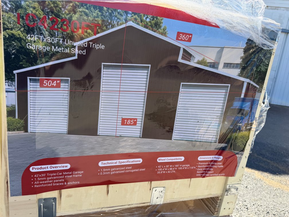 SD Lanch 42' x 30' Triple Garage Metal Shed