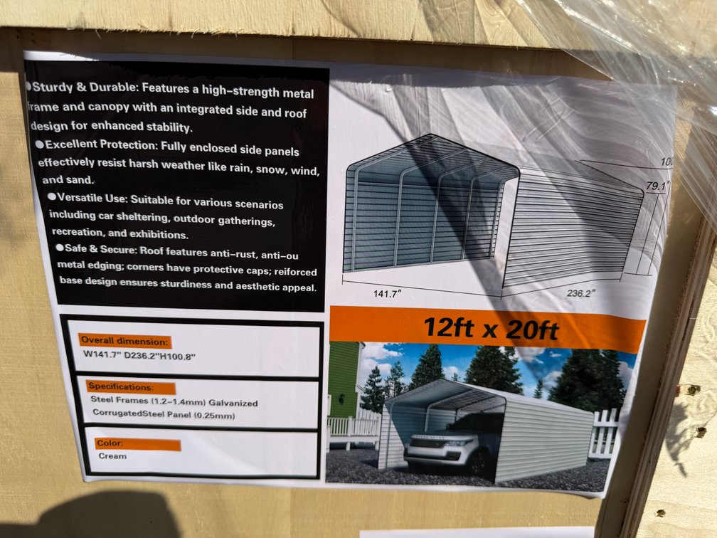 SD Lanch 12' x 20' Carport