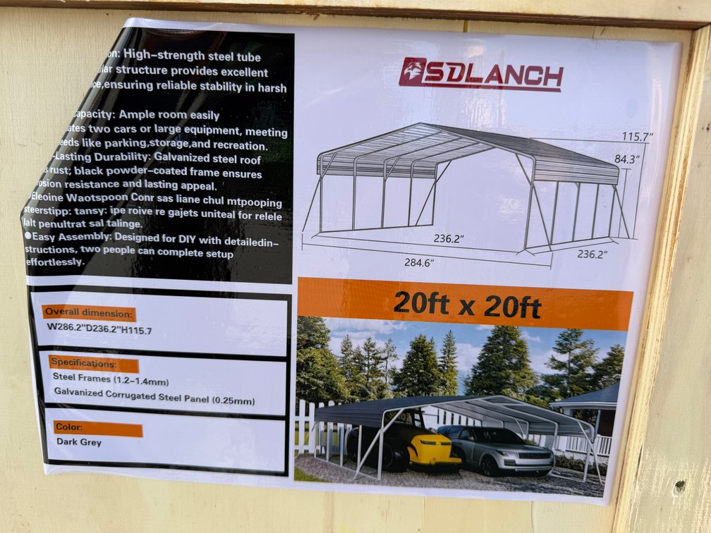 SD Lanch 20' x 20' Carport
