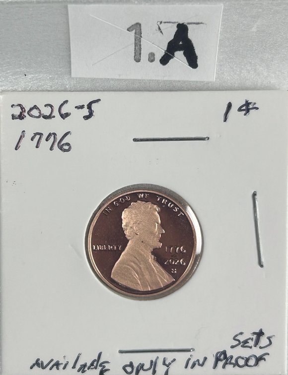 1776-2026-S Lincoln Cent Proof. New.