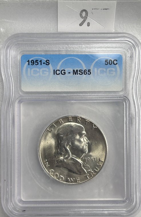 1951-S Franklin Half Dollar ICG MS65.