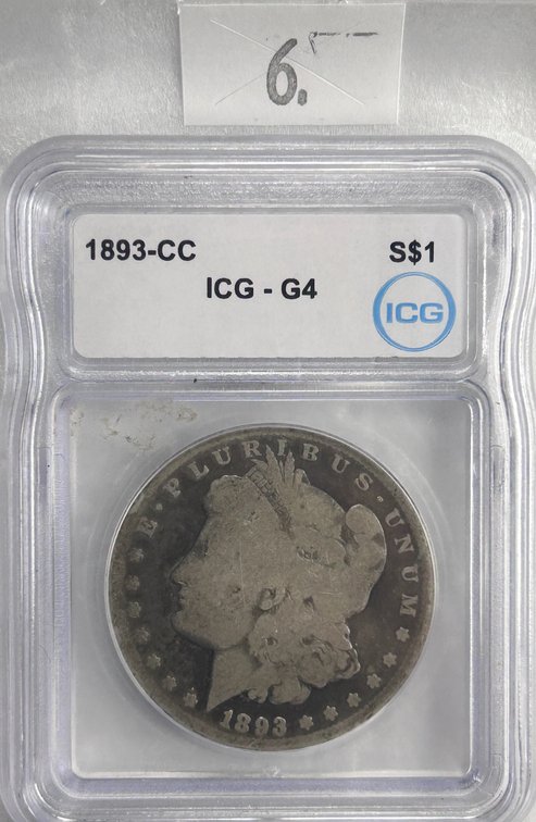 1893-CC Morgan Dollar ICG G4.