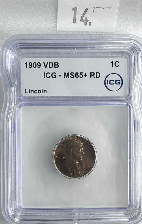 1909 VDB Lincoln Cent ICG MS65+ RD.