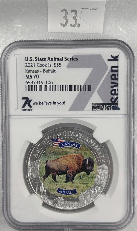 2021 Cook Islands 5 Dollars NGC MS70