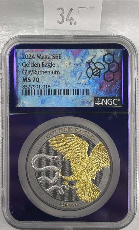2024 Malta 5 Euro NGC MS70 Golden Eagle