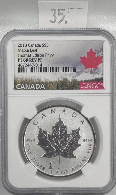 2018 Canada 5 Dollars Maple Leaf NGC PF69 REV PF.