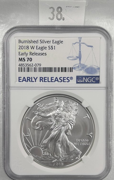 2018-W Burnished Silver Eagle NGC MS70