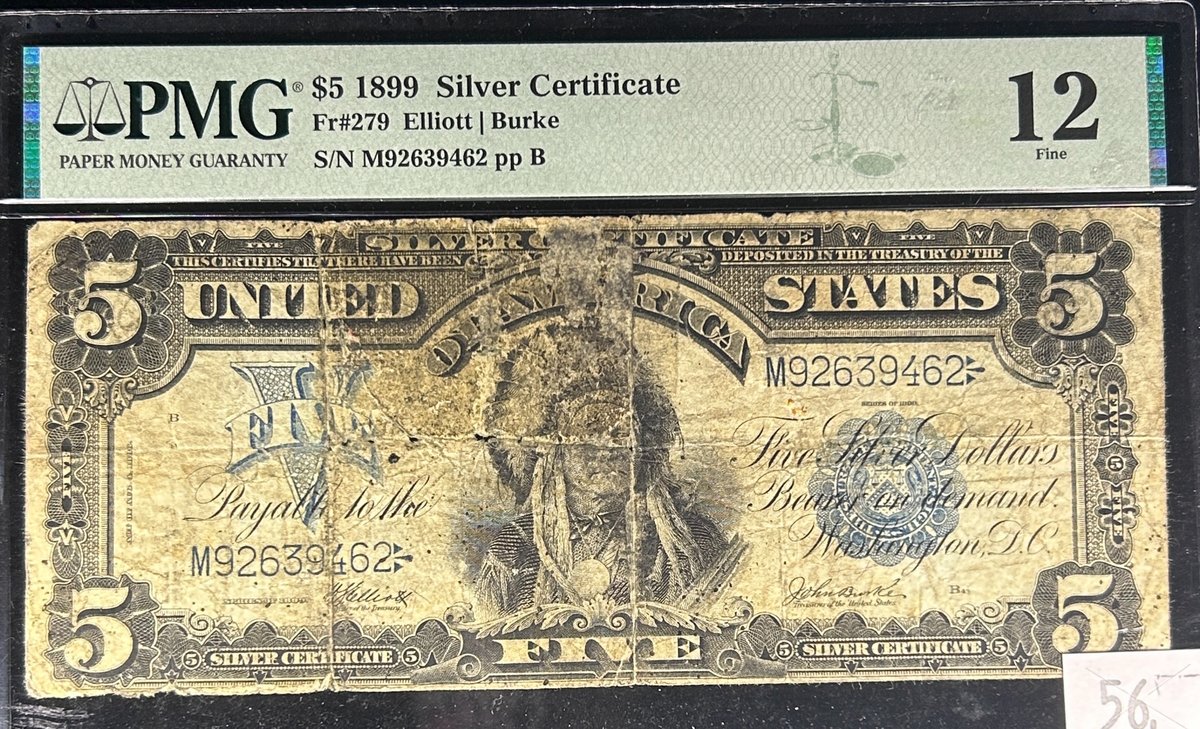 Series 1899 Five Dollar Silver Certificate - "Indian Chief Note"
