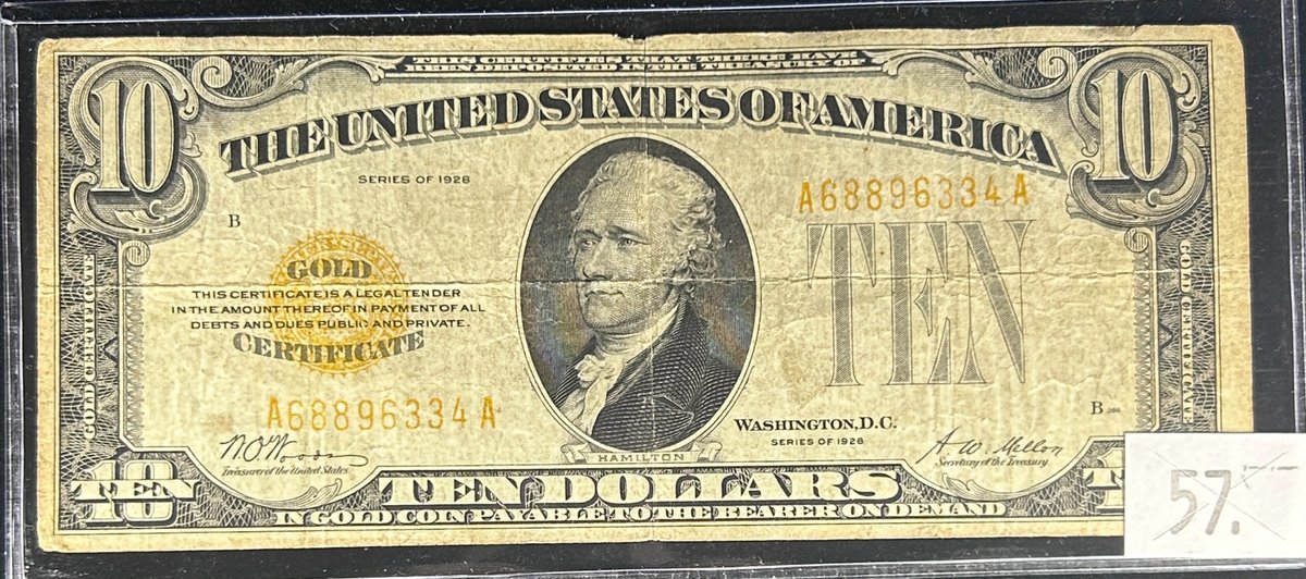Series 1928 Ten Dollar Gold Certificate Gold Seal.