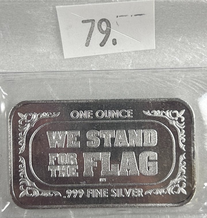 One Oz. .999 Silver Bar "We Stand for the Flag".