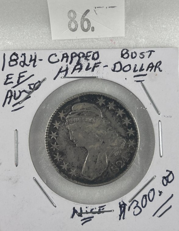 1824 Capped Bust Half Dollar EF-AU.