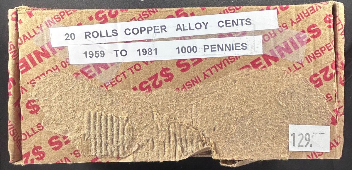 (20) Rolls of Lincoln Copper Alloy Cents 1959-1982 (1,000 cents).