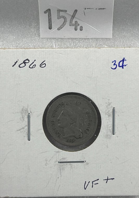 1866 Nickel Three-Cent Piece VF-EF.