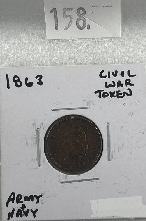 1863 1 Cent Civil War Token - Army and Navy/Liberty Head.