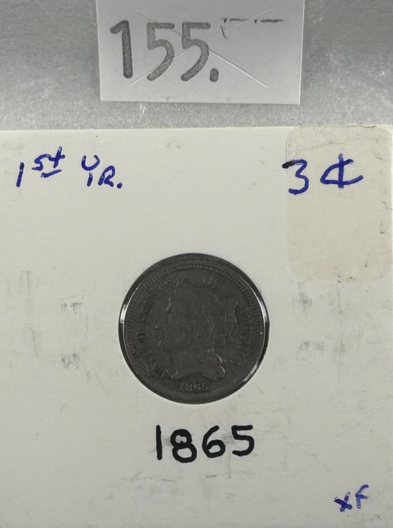 1865 Nickel Three-Cent Piece EF (first year).