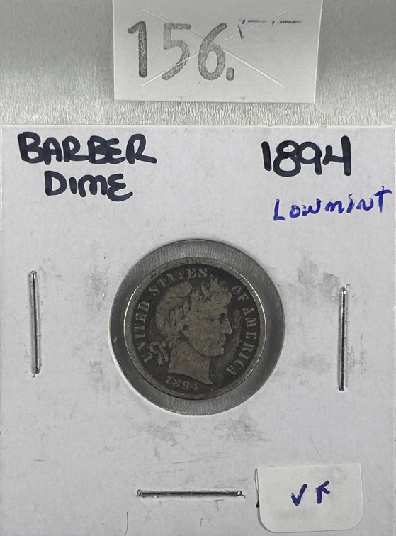 1894 Barber Dime VF.