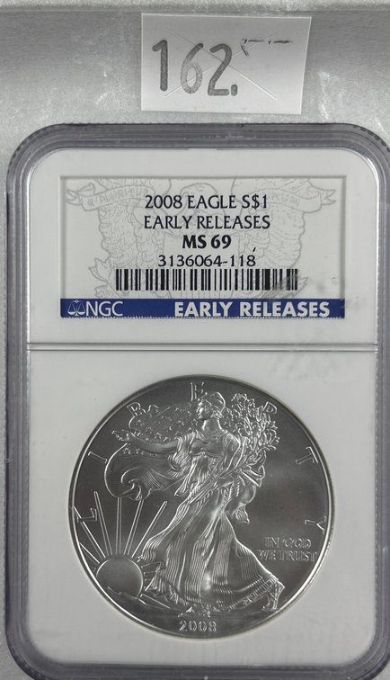 2008 Silver Eagle NGC MS69 Early Releases.