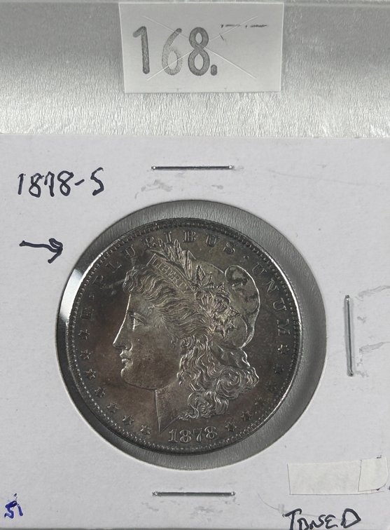 1878-S Morgan Dollar AU (toned) (first year).