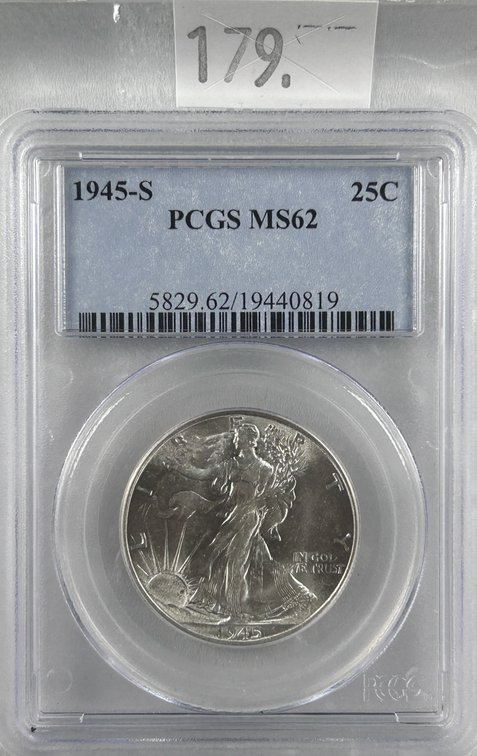 1945-S Walking Liberty Half Dollar PCGS MS62.