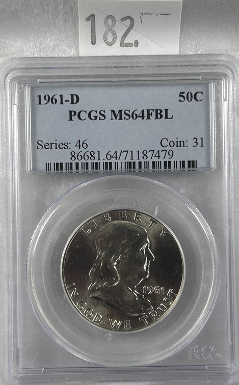 1961-D Franklin Half Dollar PCGS MS64 FBL.