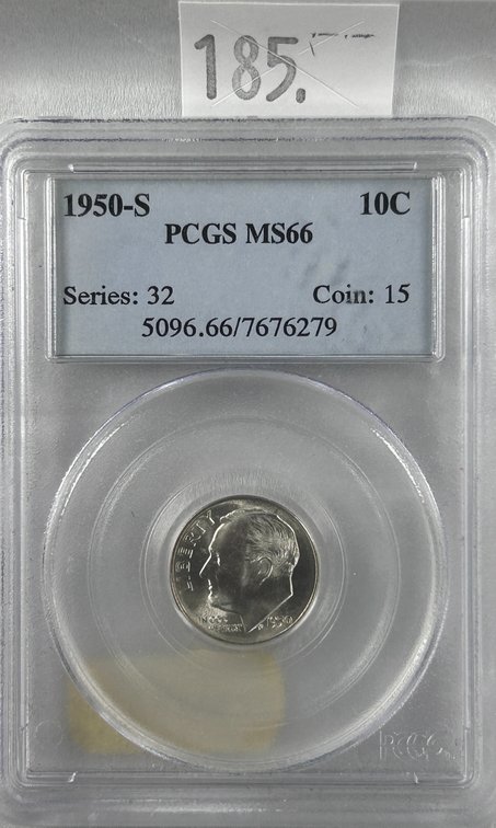 1950-S Roosevelt Dime PCGS MS66.