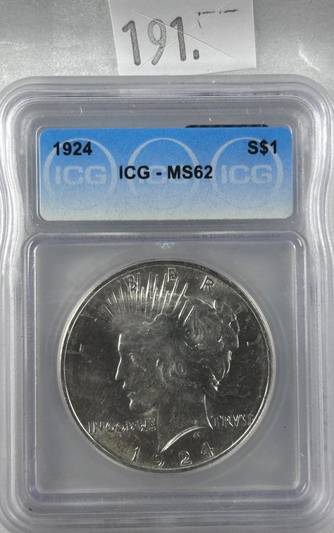 1924 Peace Dollar ICG MS62.