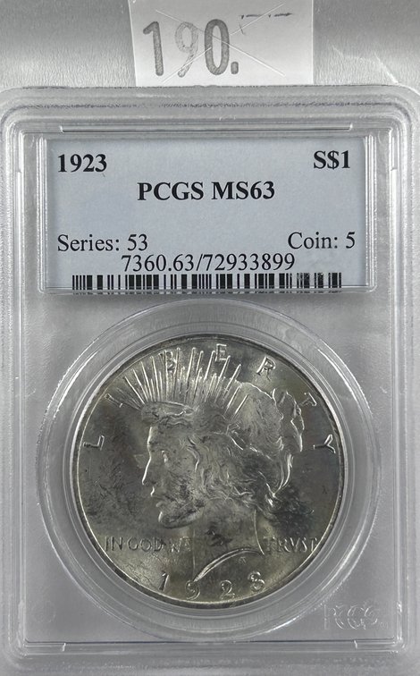 1923 Peace Dollar PCGS MS63.