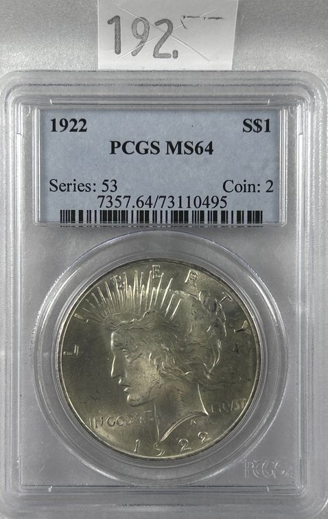 1922 Peace Dollar PCGS MS64.