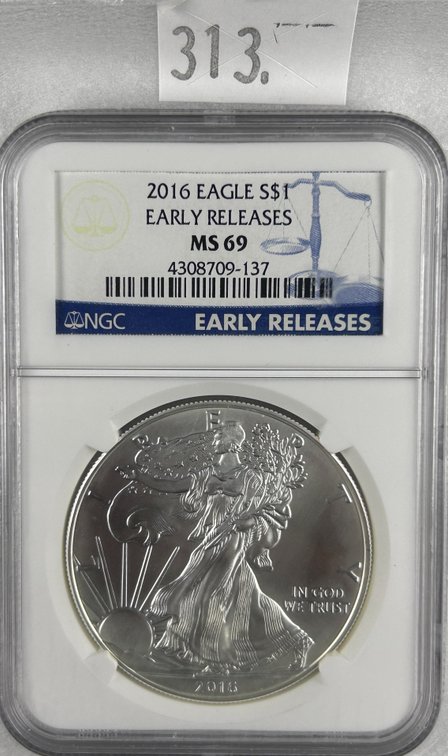 2016 Silver Eagle NGC MS69 Early Releases.