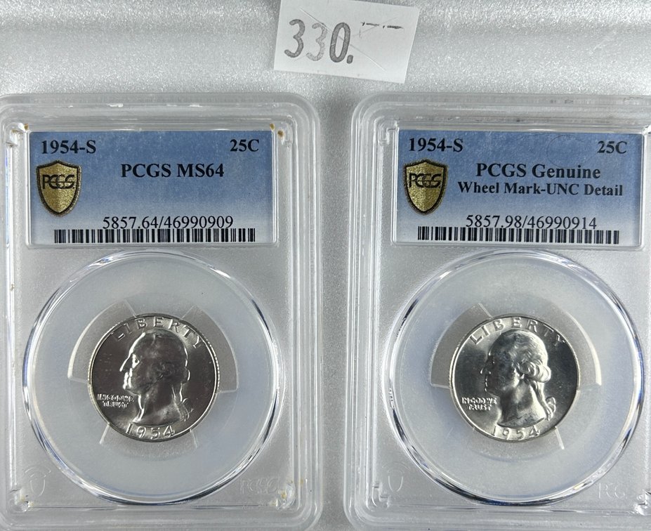(2) 1954-S Washington Quarters PCGS Graded.