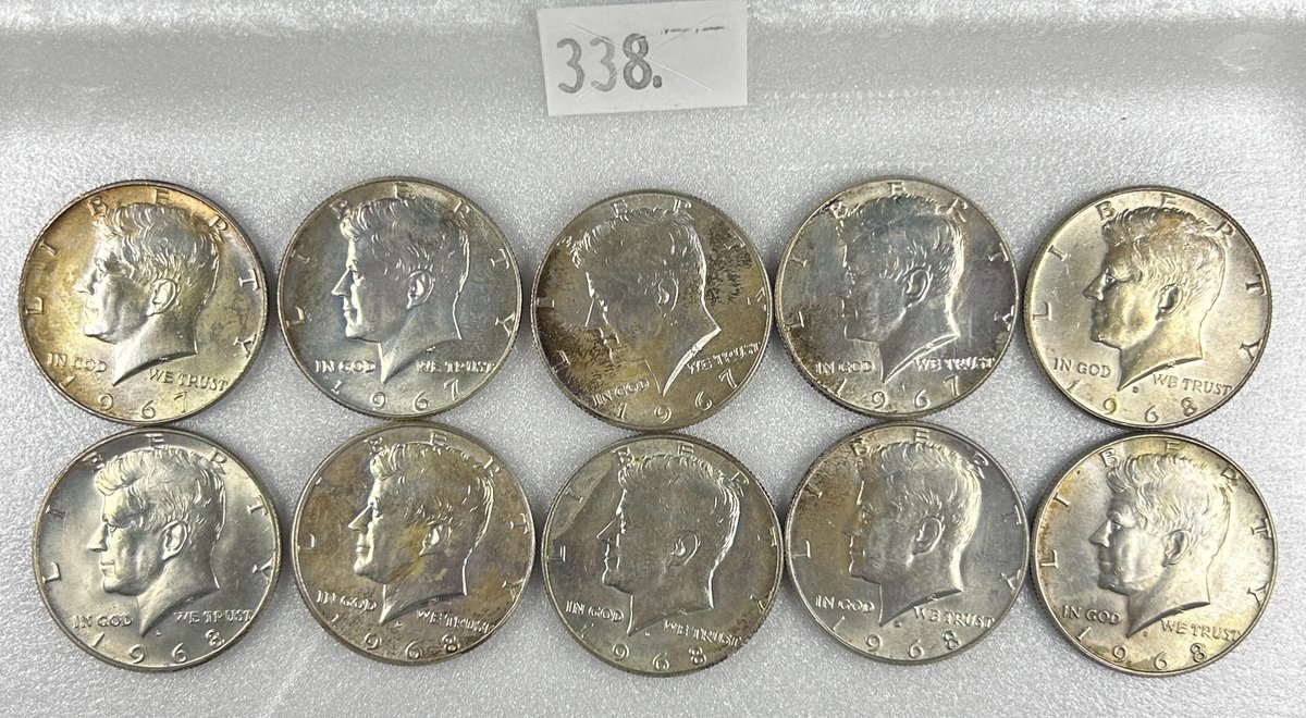 (10) 40% Silver Kennedy Half Dollars: (4) 1967,