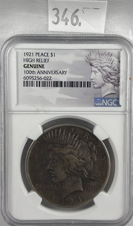 1921 Peace Dollar NGC High Relief Genuine.