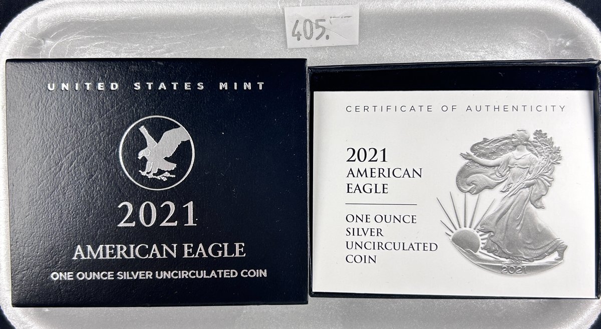 2021-W UNC Silver Eagle in box and sleeve with COA.