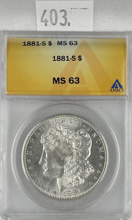 1881-S Morgan Dollar ANACS MS63.