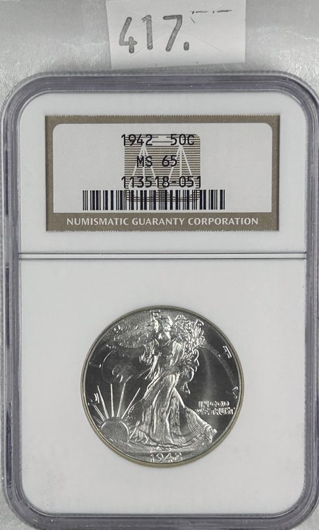 1942 Walking Liberty Half Dollar NGC MS65.
