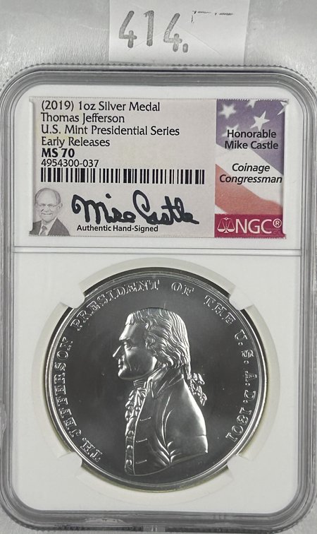 (2019) One Troy Oz. .999 Thomas Jefferson Presidential Medal