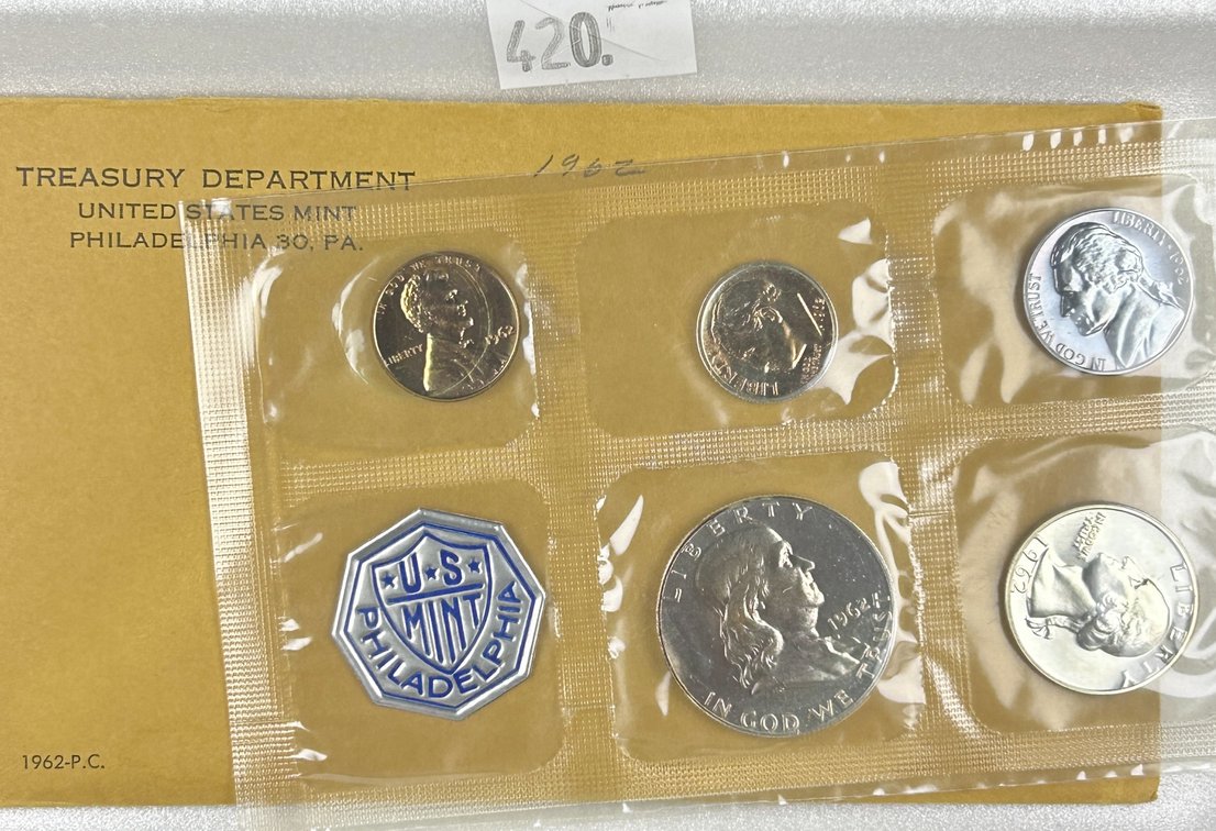 1962 U.S. Proof Set in original envelope. 5-coin set.