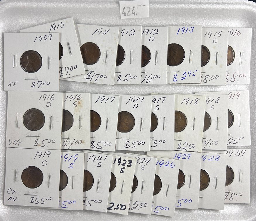 (25) Lincoln/Wheat Cents: 1909-1937 (not all years).