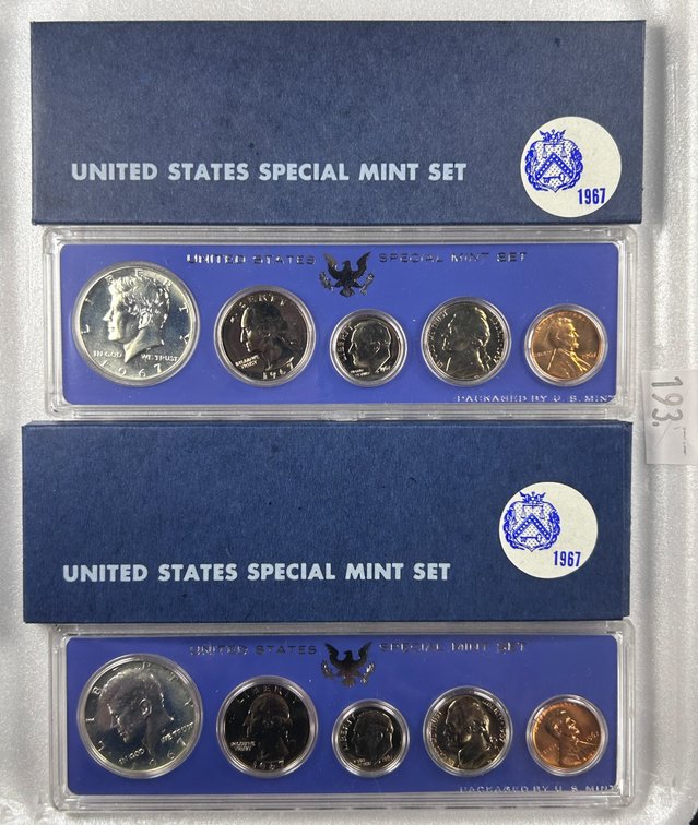 (2) 1967 U.S. Special Mint Sets in original boxes.