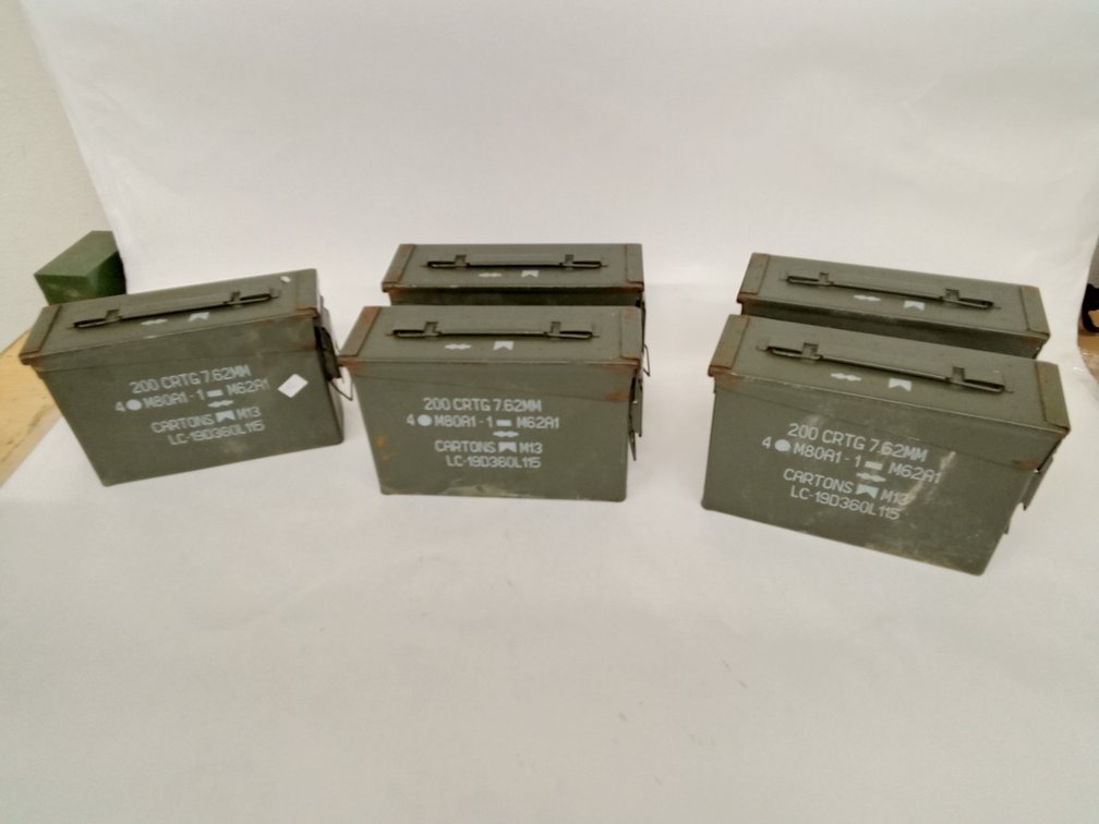 (5 Pcs.) Green Military Style Ammo Cans