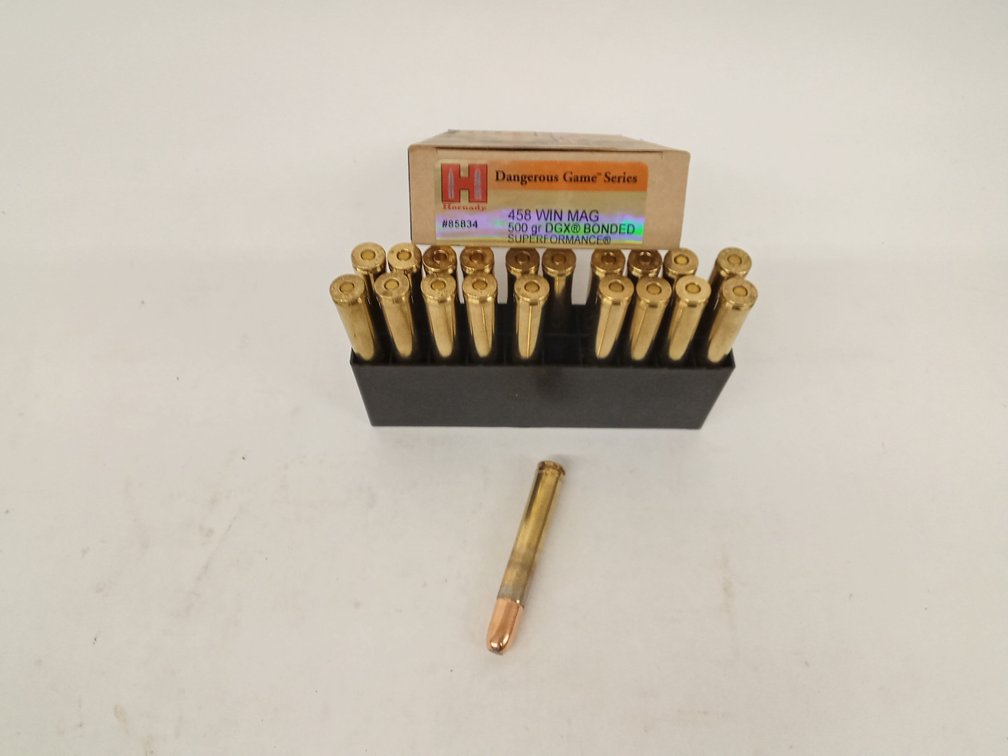 (20 Rds.) 458 Win Mag Ammo, 500gr DGX Bonded