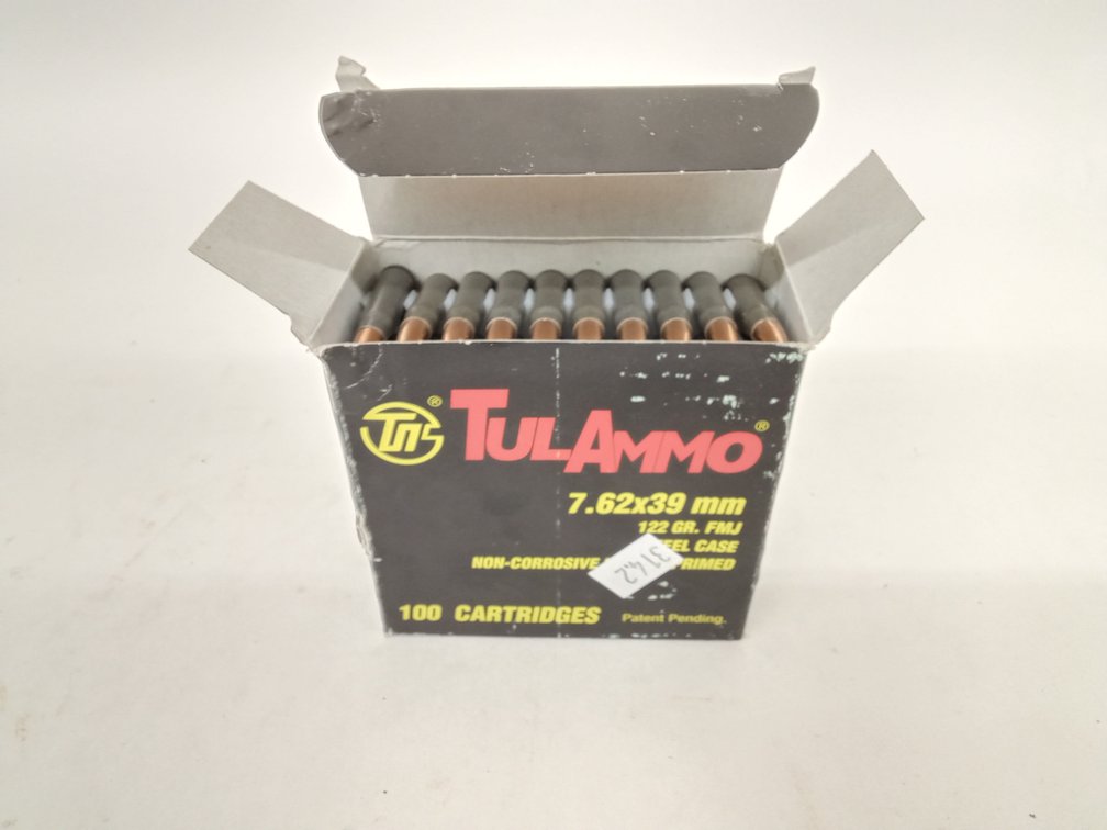 (100 Rds.) 7.62x39mm Ammo, 122gr FMJ Tula