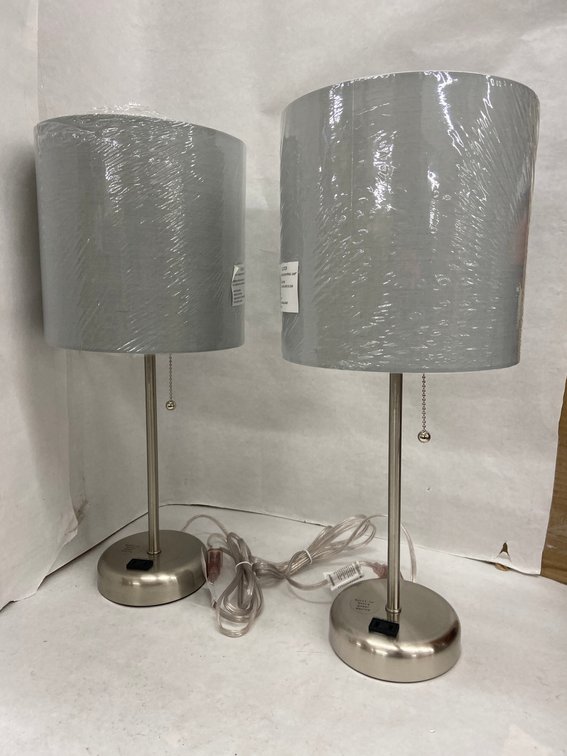 (2x Bid)Lime Lights 2pk Stick Lamp W/Charging Outlet
