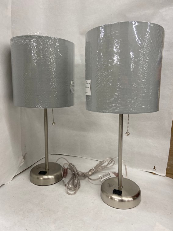 (2x Bid)Lime Lights 2pk Stick Lamp W/Charging Outlet