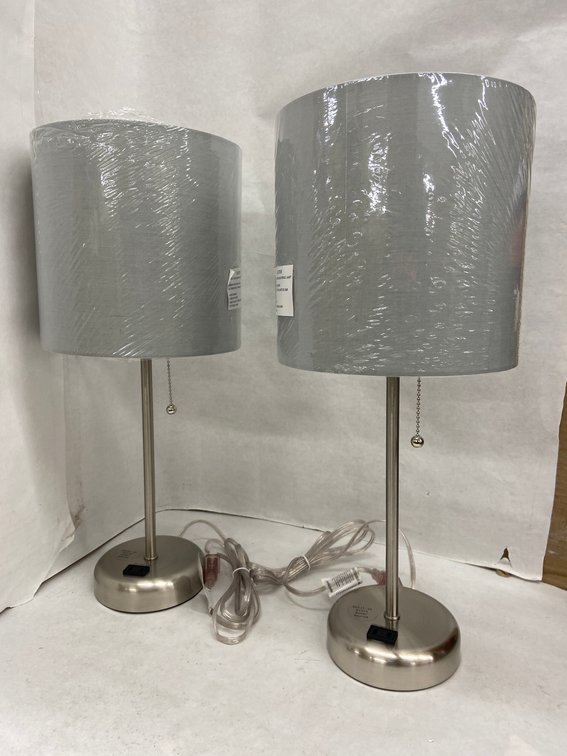 (4x Bid)Lime Lights 2pk Stick Lamp W/Charging Outlet