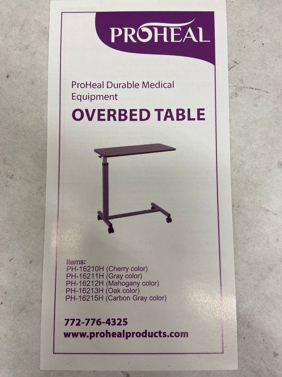 (2x Bid)Pro Heal Adjustable Durable Over Bed Table