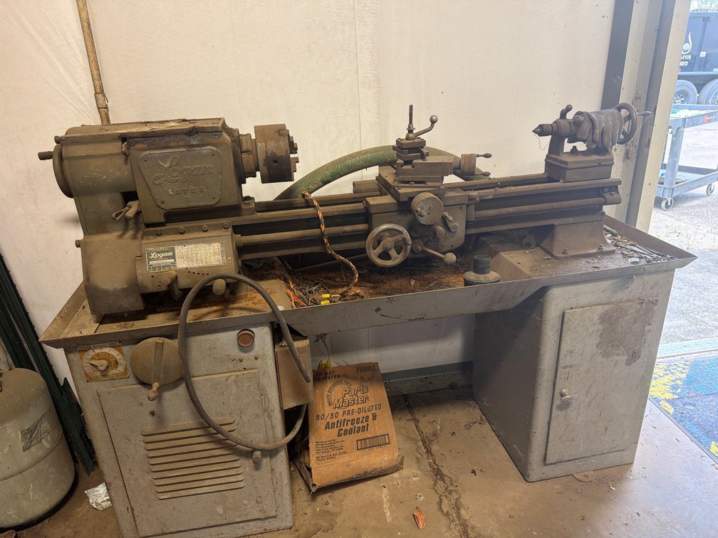 Logan Metal Lathe on Cabinet Base