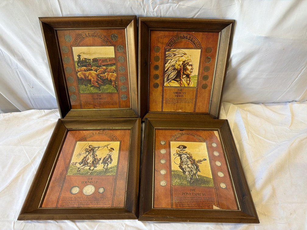 Framed Historic US Coin Displays with Western Book