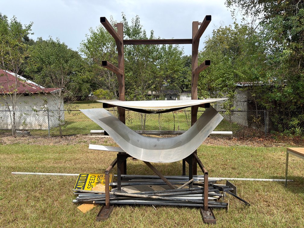 Steel Cantilever Storage Rack with Sheet Metal, Posts, and Sign